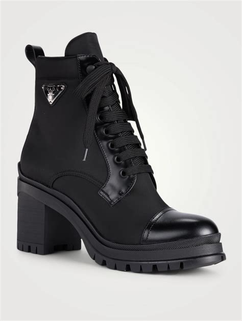 prada nylon combat boots|prada chunky heel ankle boots.